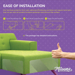 Miloona easy-installation cut-and-stick demo on furniture.