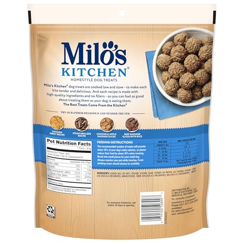 Milo's Kitchen Chicken Meatballs served in a bowl for easy daily treats.