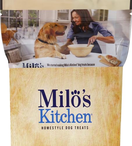 Milo's Kitchen Simply Chicken Jerky real chicken strip close-up for protein-forward treat.