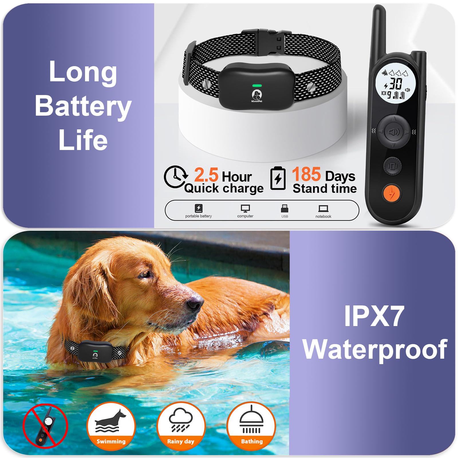 MIMOFPET dog fence battery life highlights long standby and reliable use between charges.