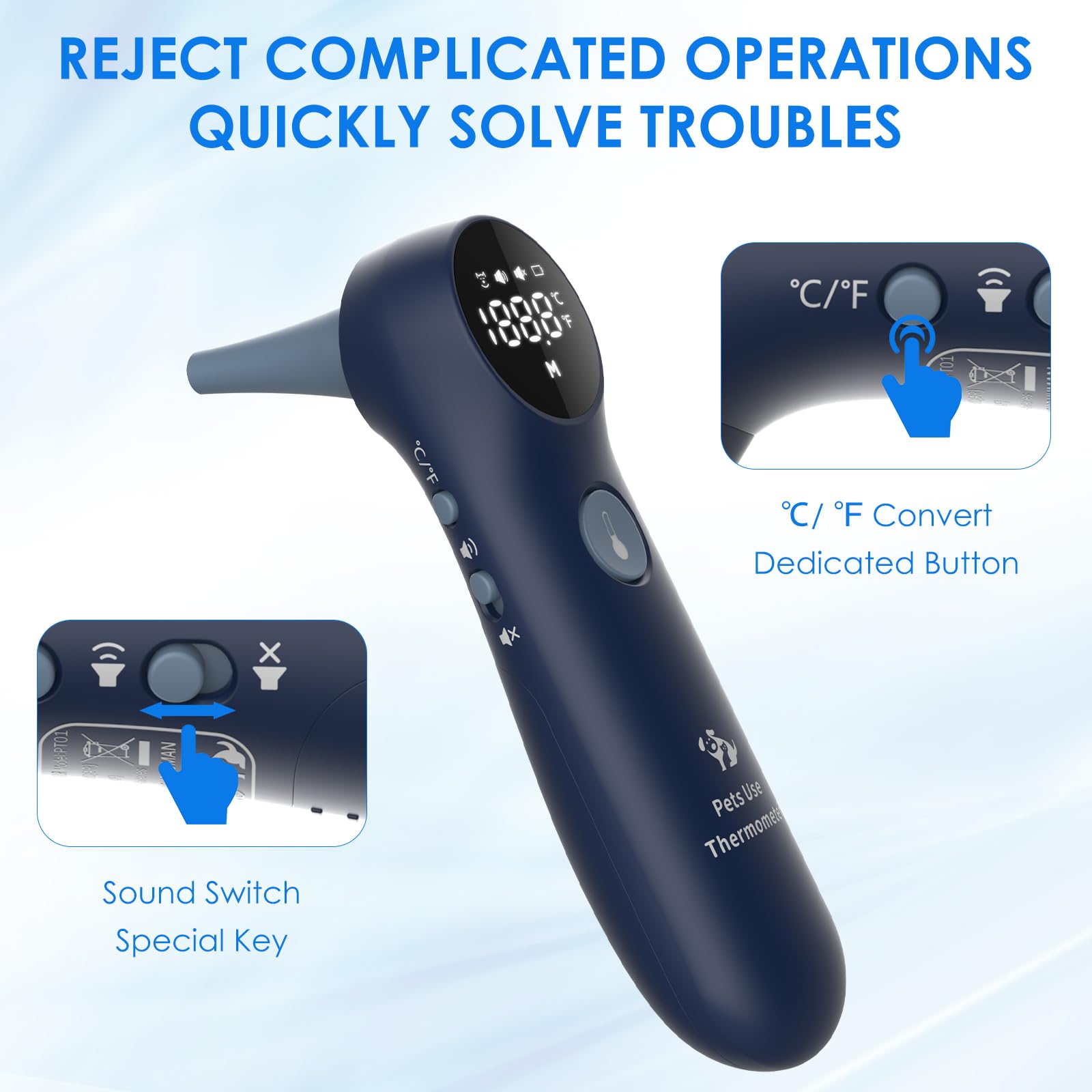 Mindpet-Med dedicated C/F and sound switch enables easy, quiet operation.