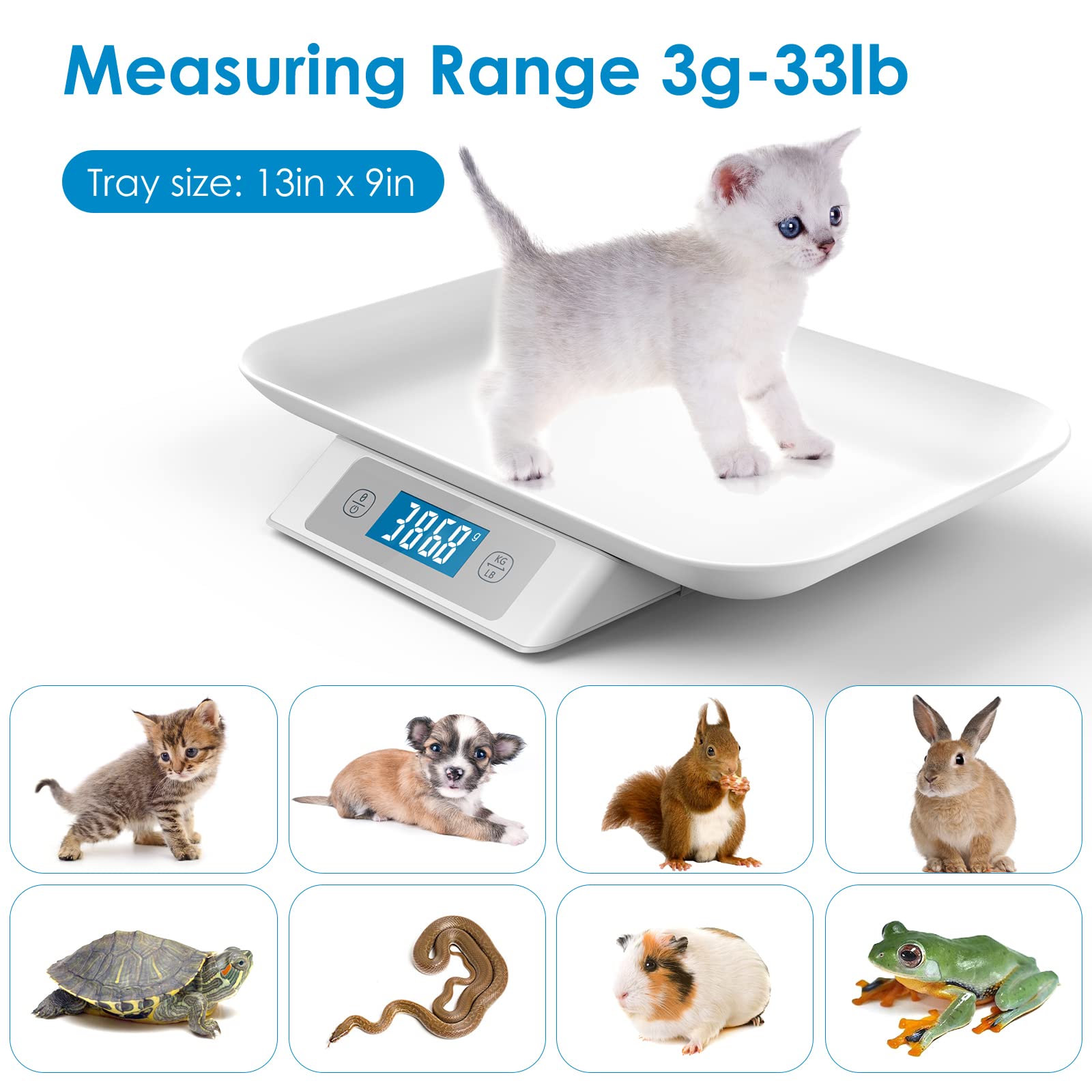 MINDPET-MED digital pet scale display reading clearly shows weight anytime, day or night.