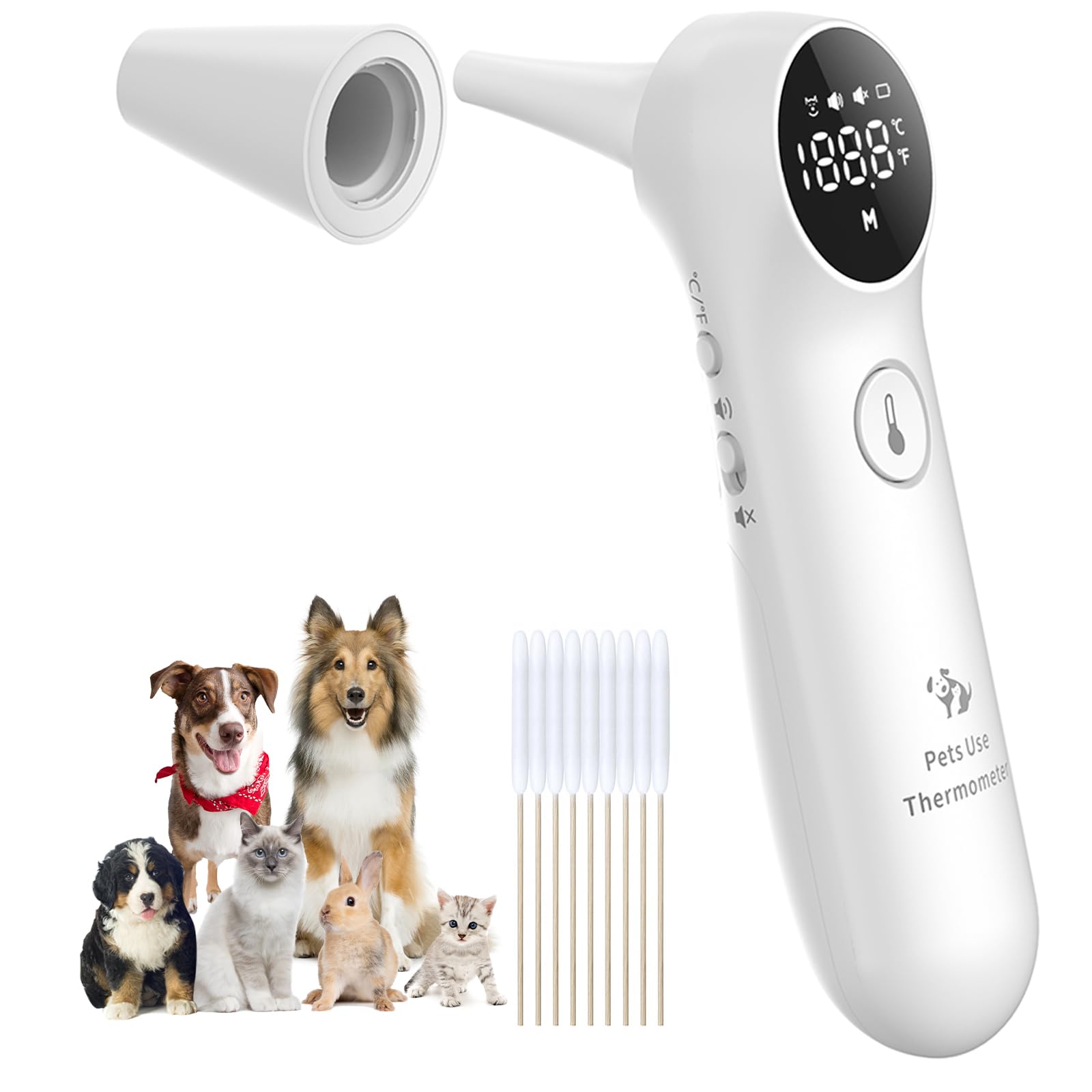 Mindpet-med ear-thermometer-long-probe for deeper canal readings and accuracy.