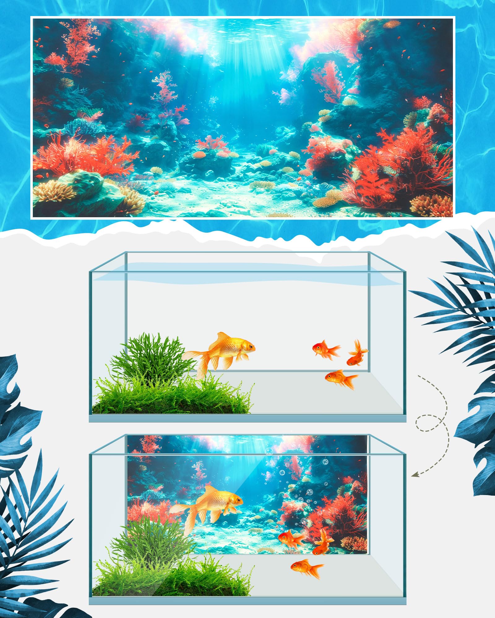 Mindsoft aquatic-jungle scene brings lush underwater realism to your tank.
