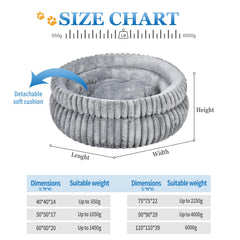 MINGT dual-layer donut cat bed in grey close-up highlights ultra-soft plush for cozy lounging.