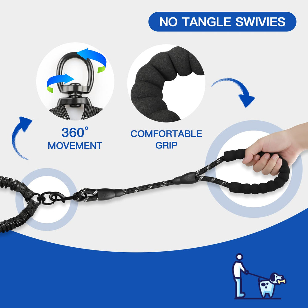 MingXpets anti-tangle rotating buckle preventing entanglement as dogs pass each other.