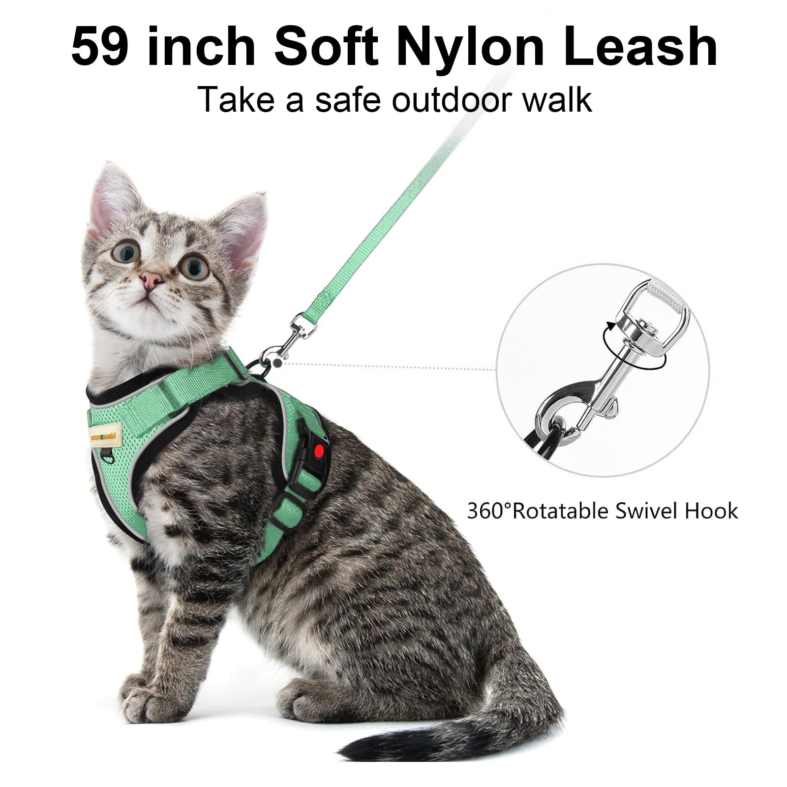MingXpets cat harness adjustable sliders demonstrate secure fit options