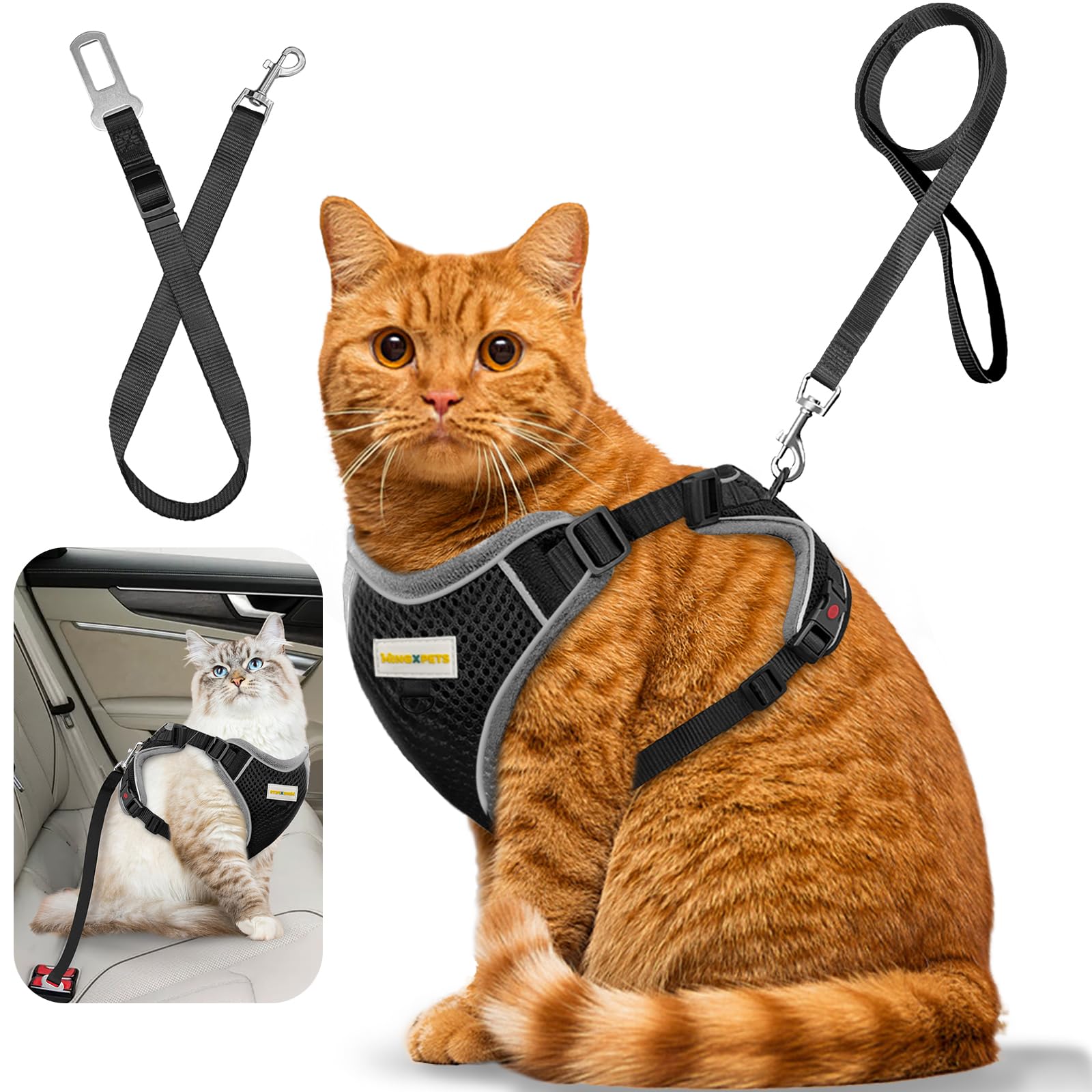 MingXpets cat harness breathable air mesh for comfortable daily walks