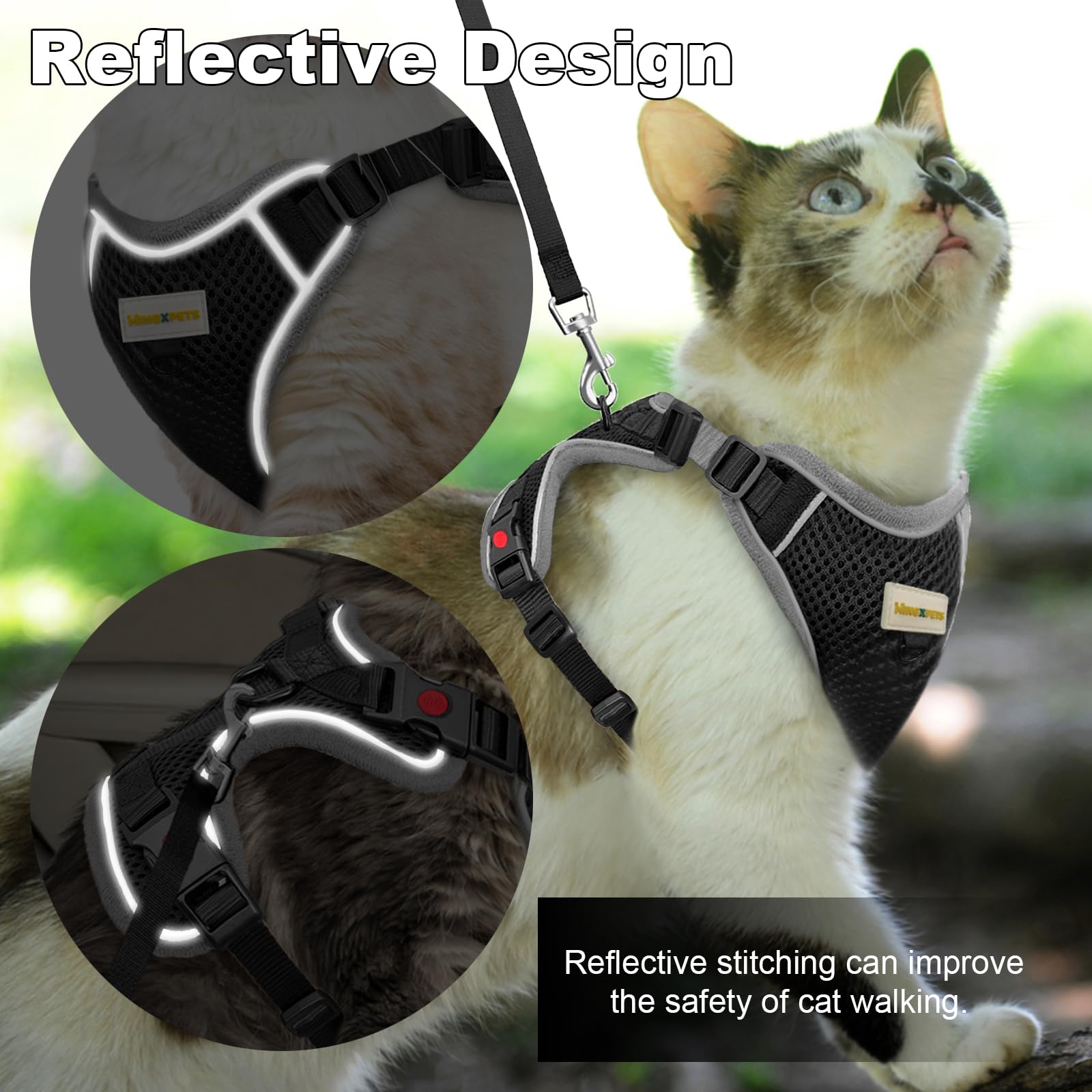 MingXpets cat harness breathable air mesh keeps kitten cool during wear