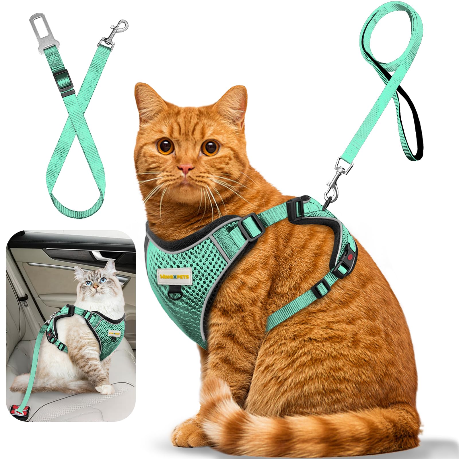 MingXpets cat harness breathable mesh close-up for cool comfort during walks