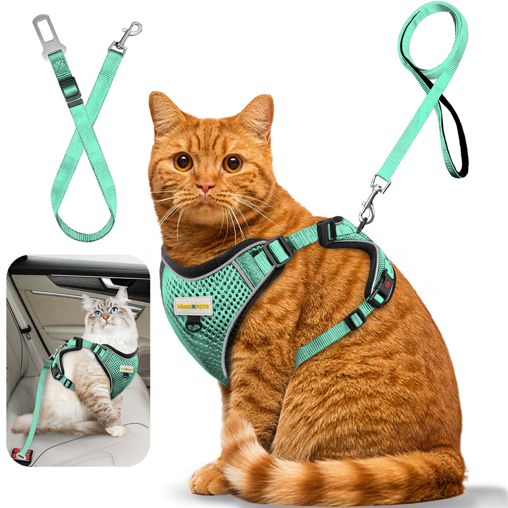 MingXpets cat harness breathable mesh close-up for cool comfort during walks