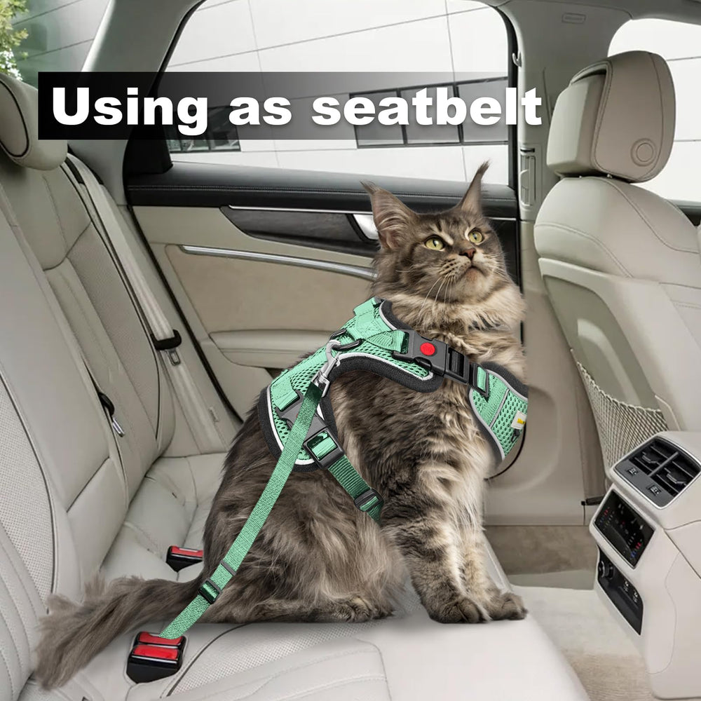 MingXpets cat harness neck release green emphasizes easy on and off and neck safety