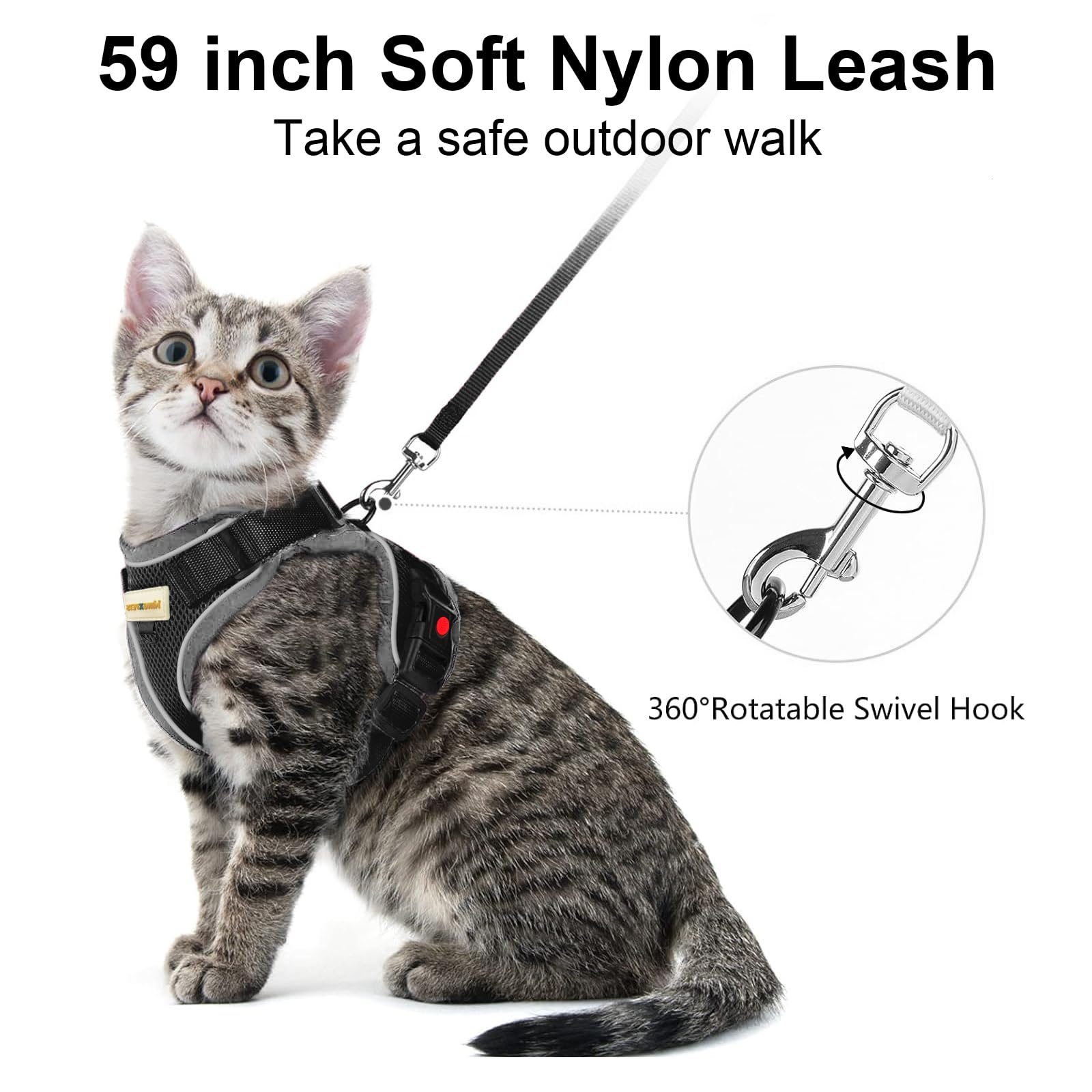 MingXpets harness and leash set shows escape-proof buckle design for safety