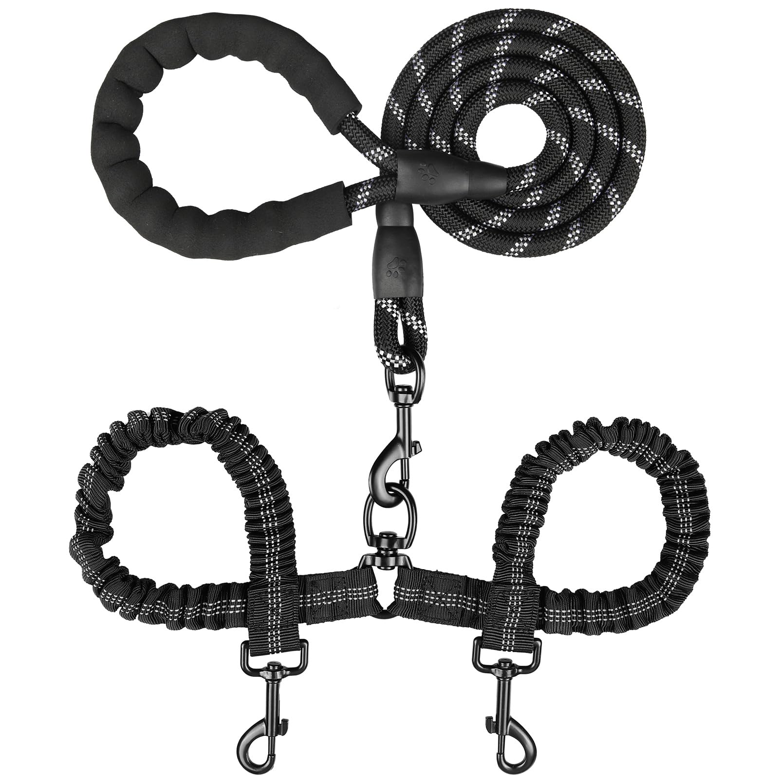 MingXpets double dog leash with 360° swivel keeps two dogs comfortable and untangled.