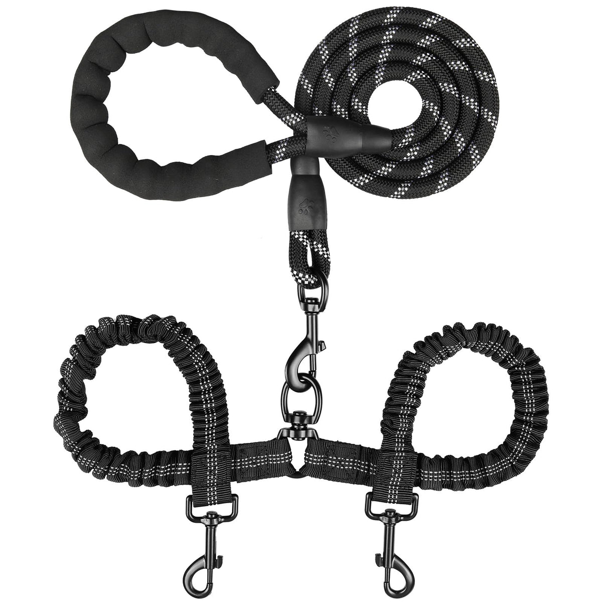 MingXpets double dog leash with 360° swivel keeps two dogs comfortable and untangled.