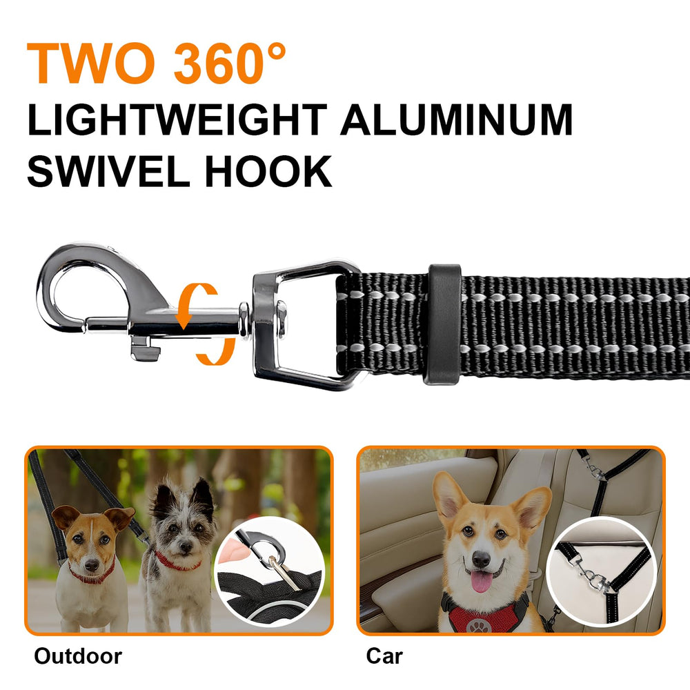 MingXpets double dog leash uses chew-proof nylon for durability and easy cleaning.