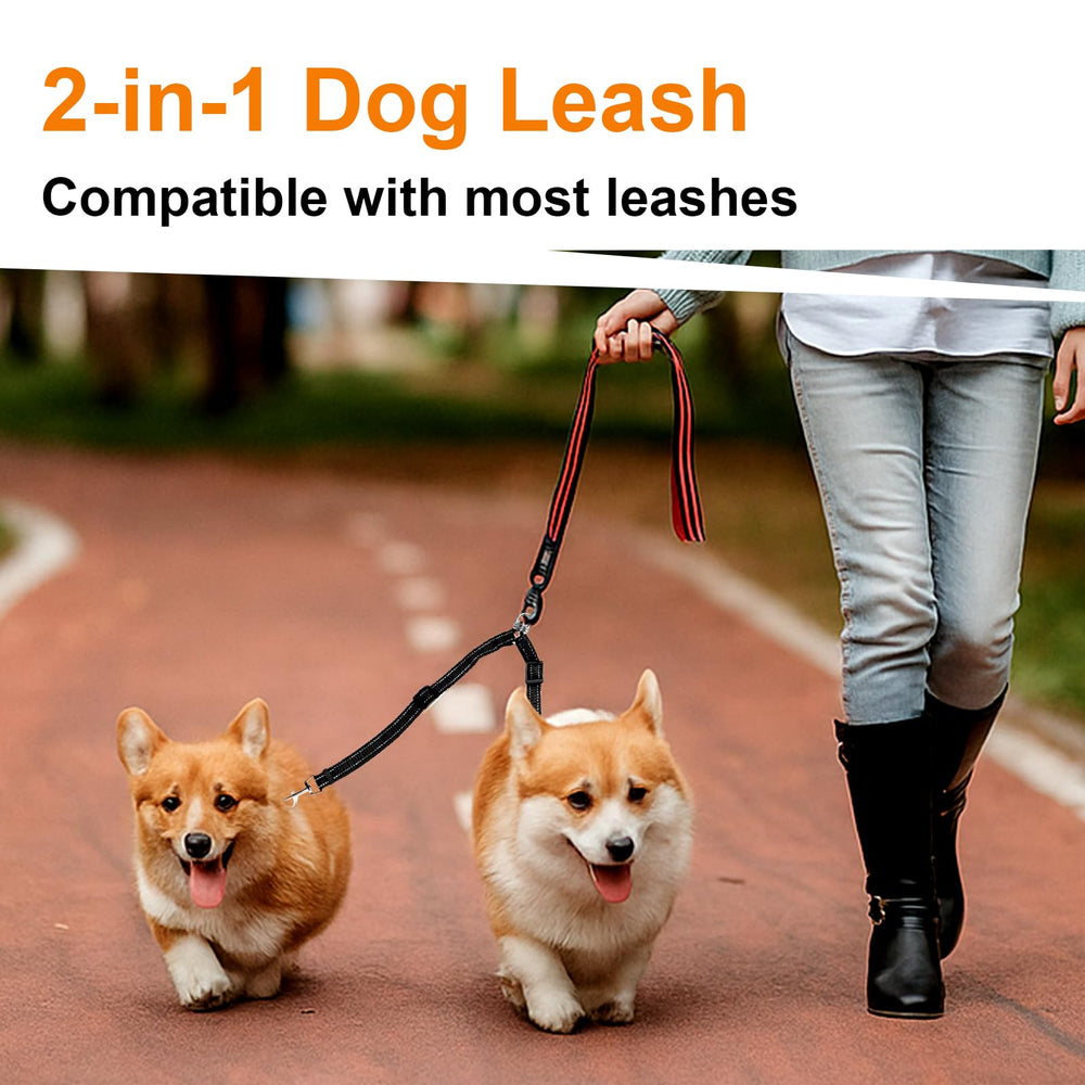 MingXpets double dog leash accommodates small and large dogs with customized spacing.