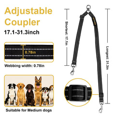 MingXpets two-dogs-walking image shows easy control with dual-leash design.