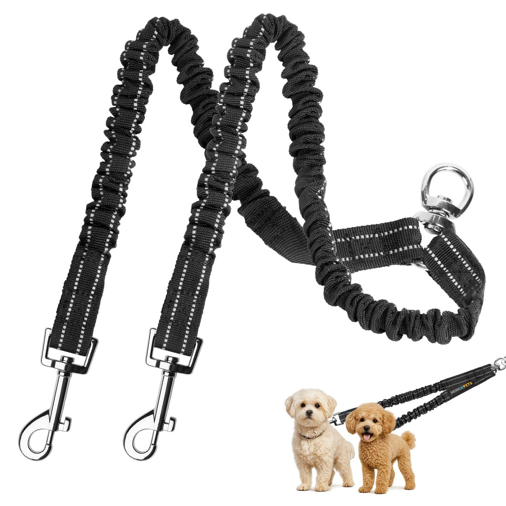MingXpets two-dog leash 360 swivel buckle enables smooth, tangle-free walks.