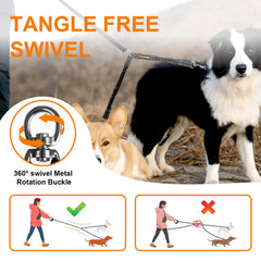 MingXpets two-dog leash elastic bungee rope absorbs shocks for comfortable walks.