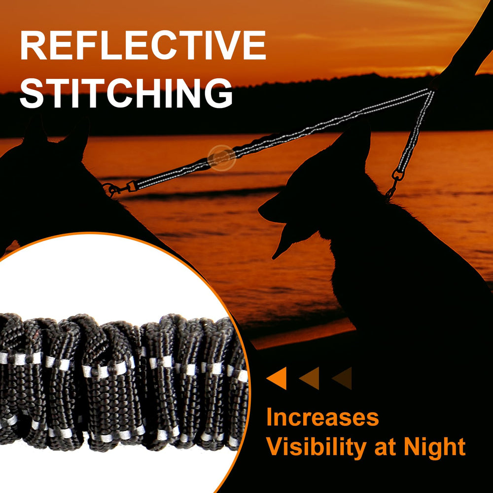 MingXpets two-dog leash rebound design helps manage sudden sprints safely.