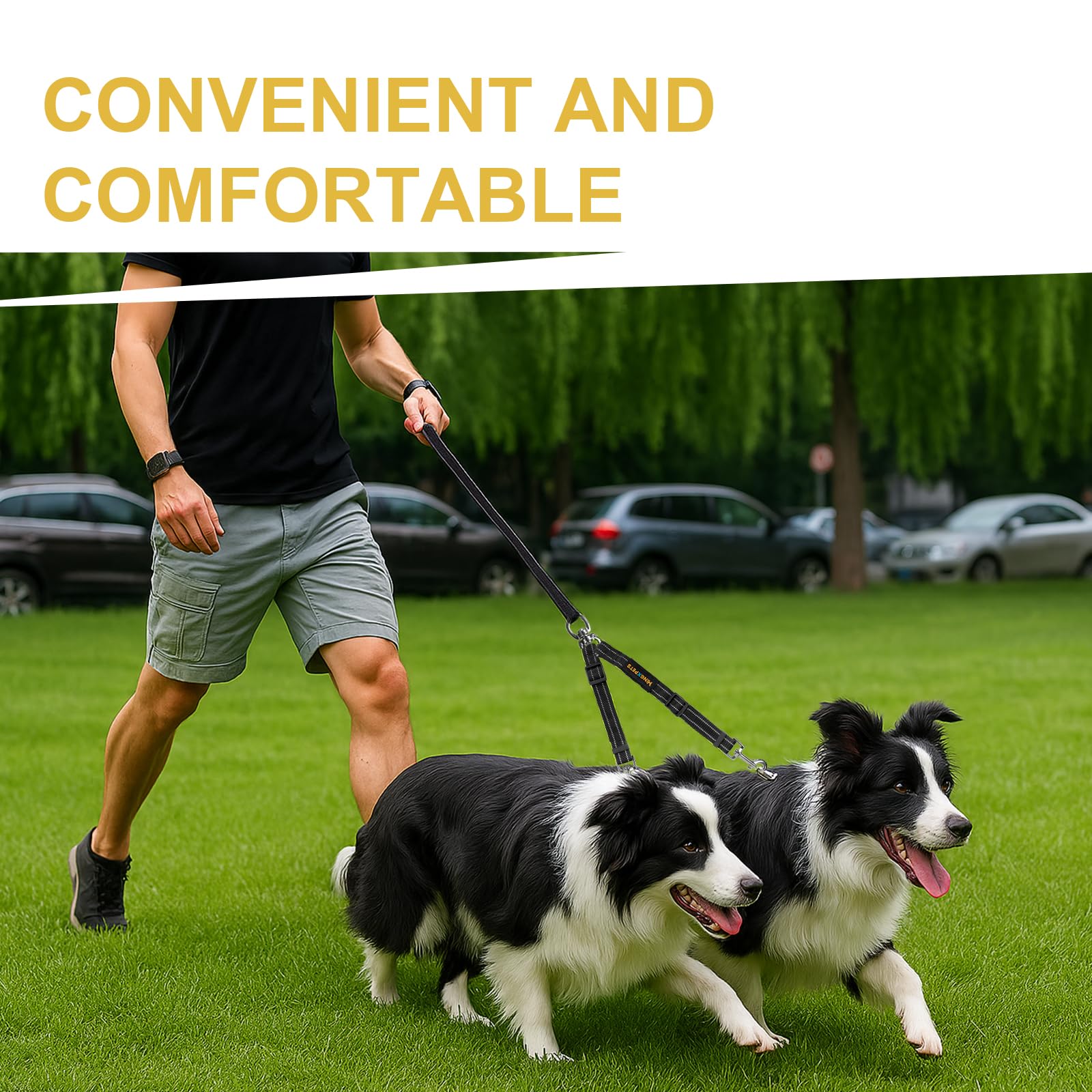 MingXpets dual-leash training use enables controlled walks and better practice sessions.