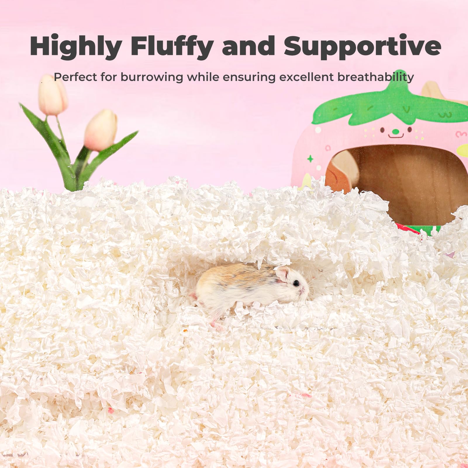Mini-Moe bedding dust-screening process visual emphasizing safety and odor reduction.