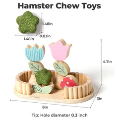 mini&moe hamster chew toy with removable flowers enhances cage décor and edible rewards.