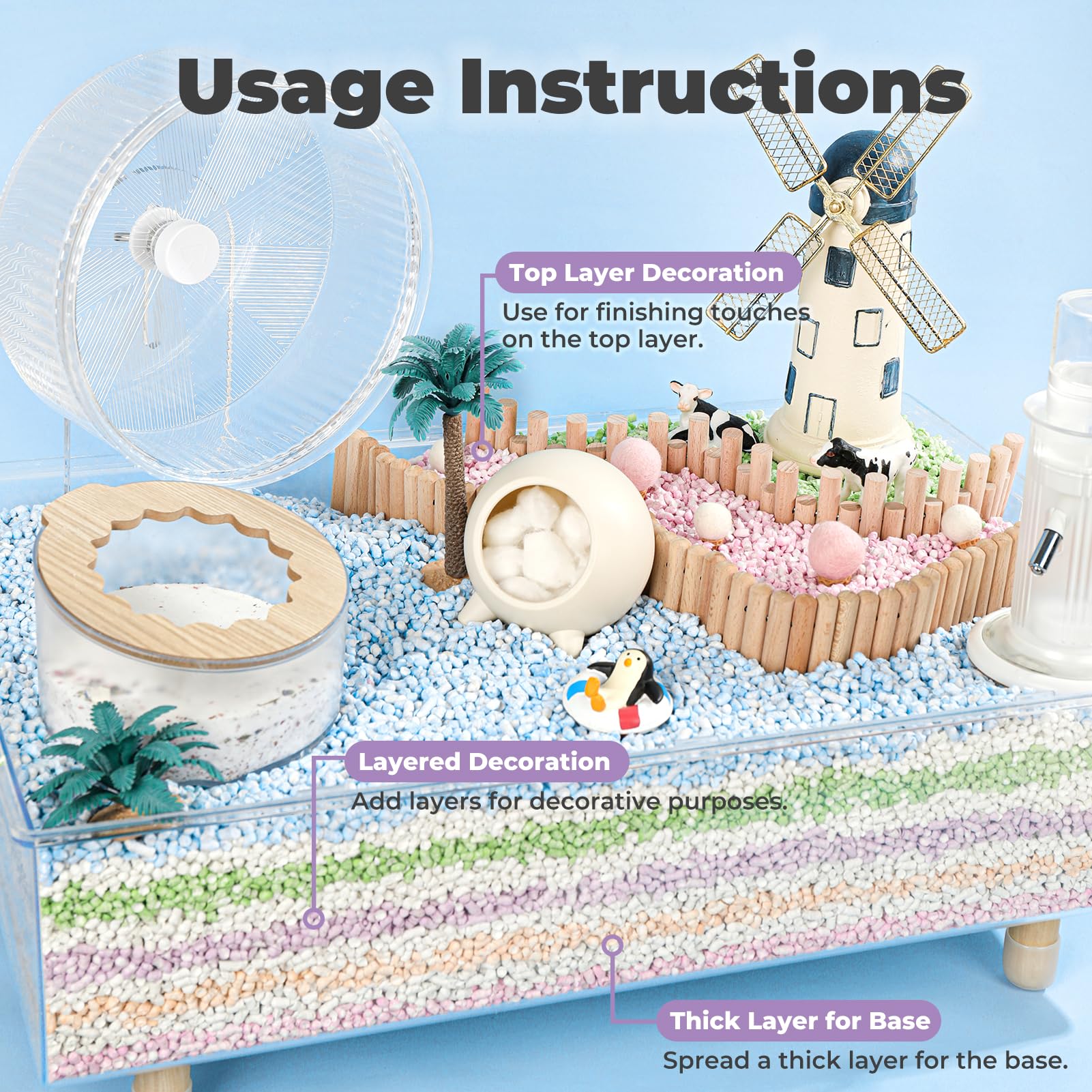 mini&moe rabbit litter bedding in cage shows odor control benefit.