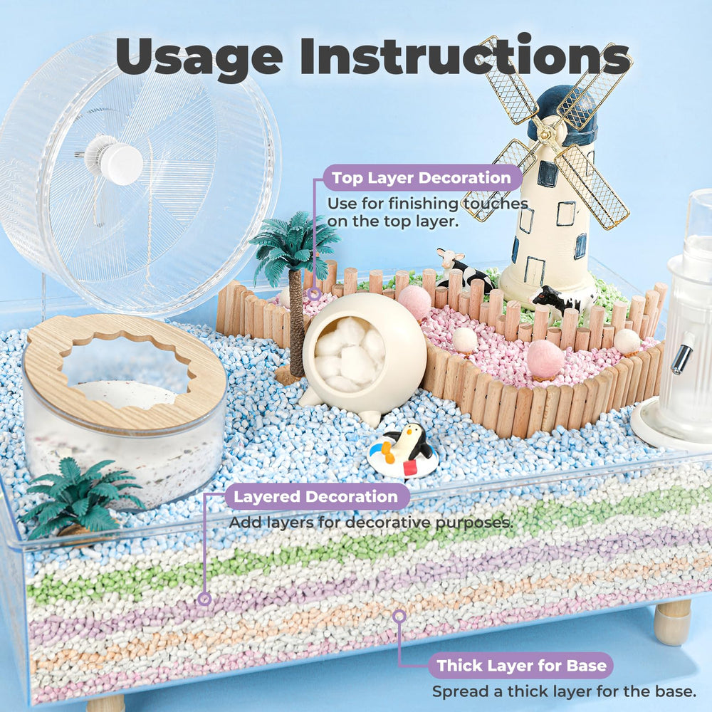mini&moe rabbit litter bedding in cage shows odor control benefit.
