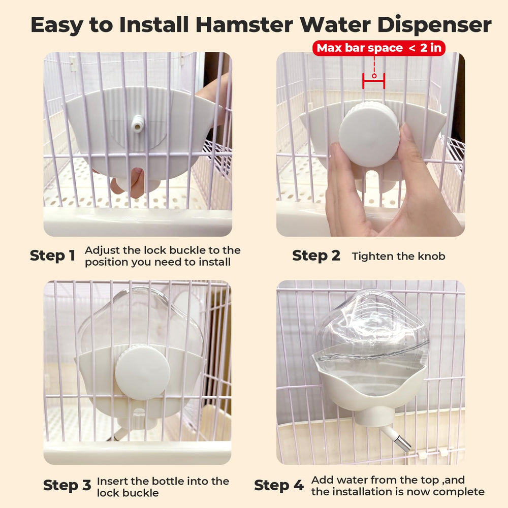 Mini&MoE dwarf hamster water bottle leak-proof for mess-free housing.