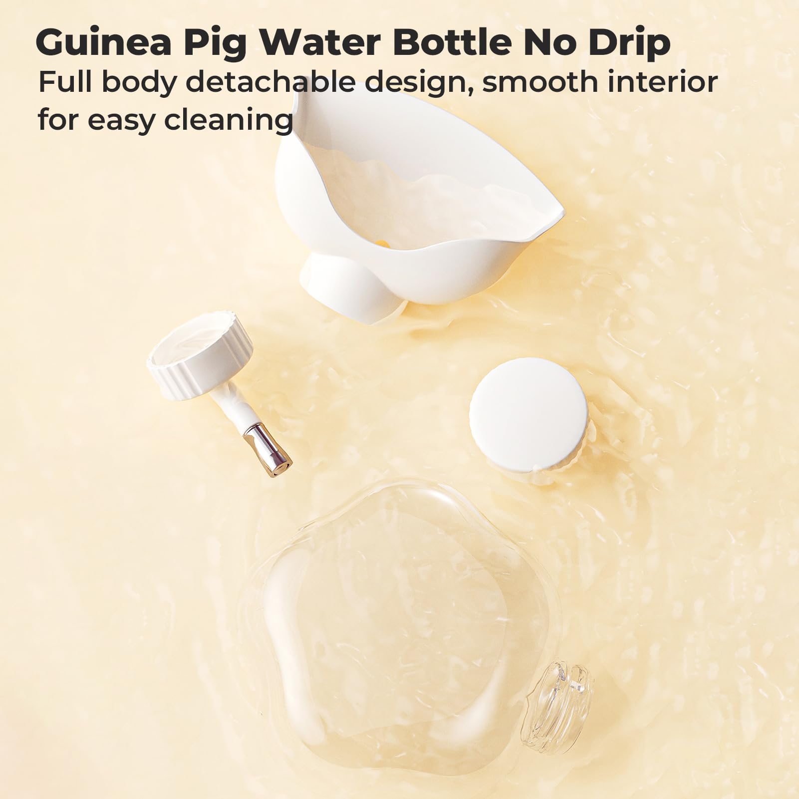 Mini&MoE gerbil small-pet water bottle shown during easy assembly and cleaning.
