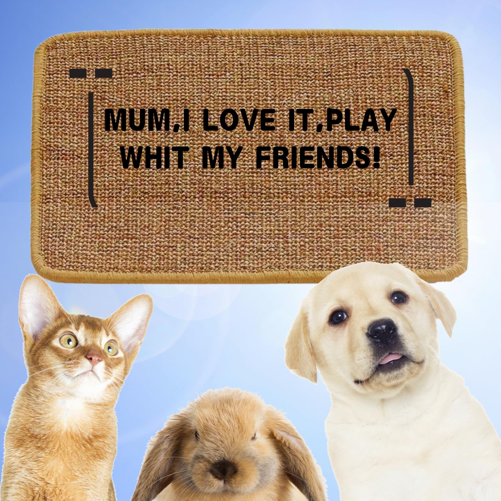 minni-goods indoor pets sisal mat versatile for cats dogs rabbits.