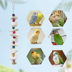 MinrzPet beak grinding stone provides beak maintenance during play.