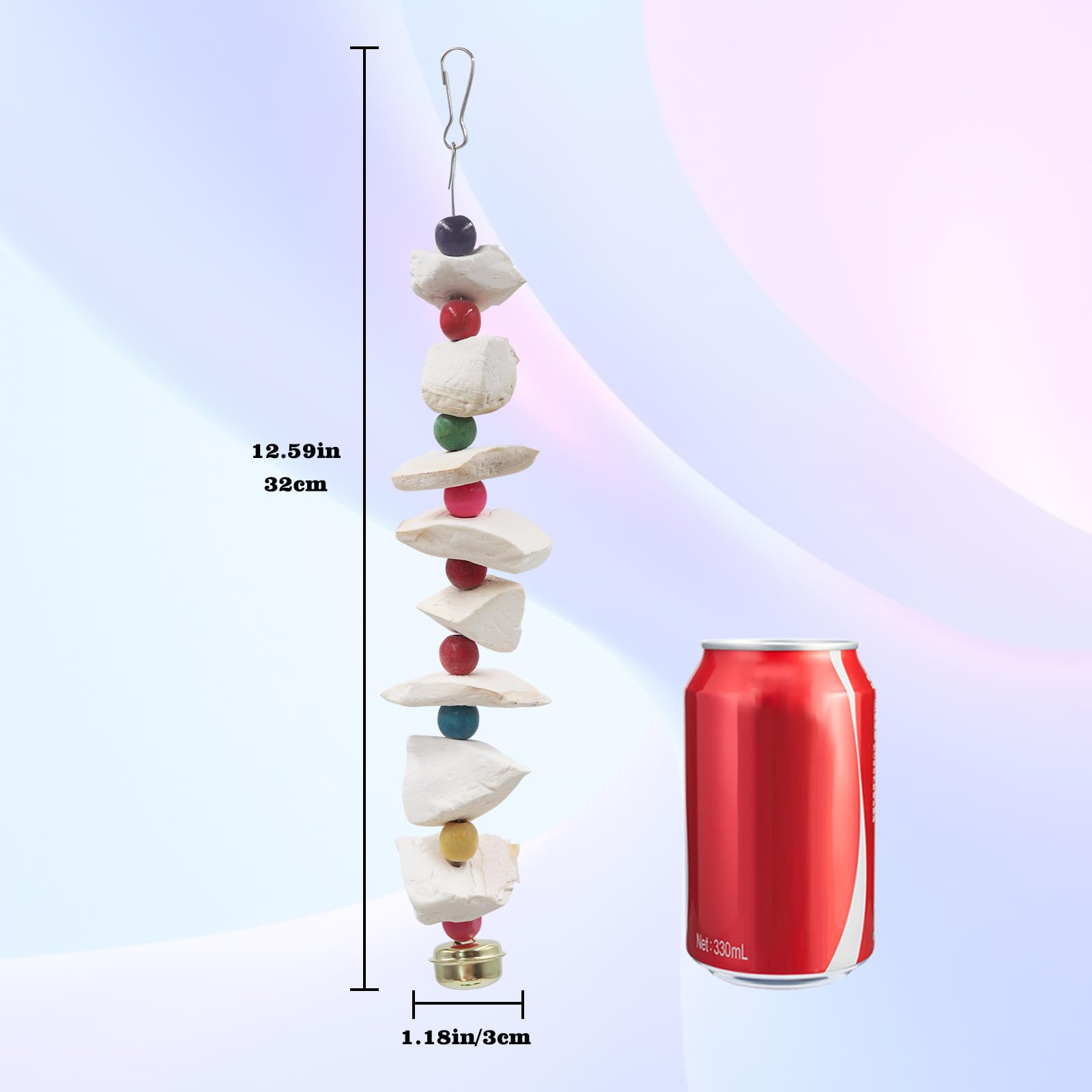 MinrzPet bird toy showing easy install hooks for quick cage setup.