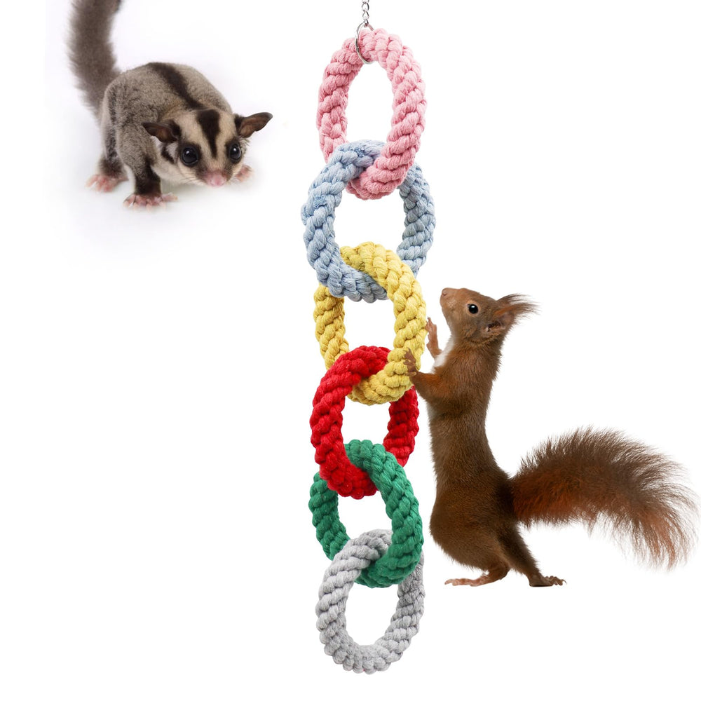 MinrzPet Sugar Glider Toys hanging rope ring for safe, engaging climbing.