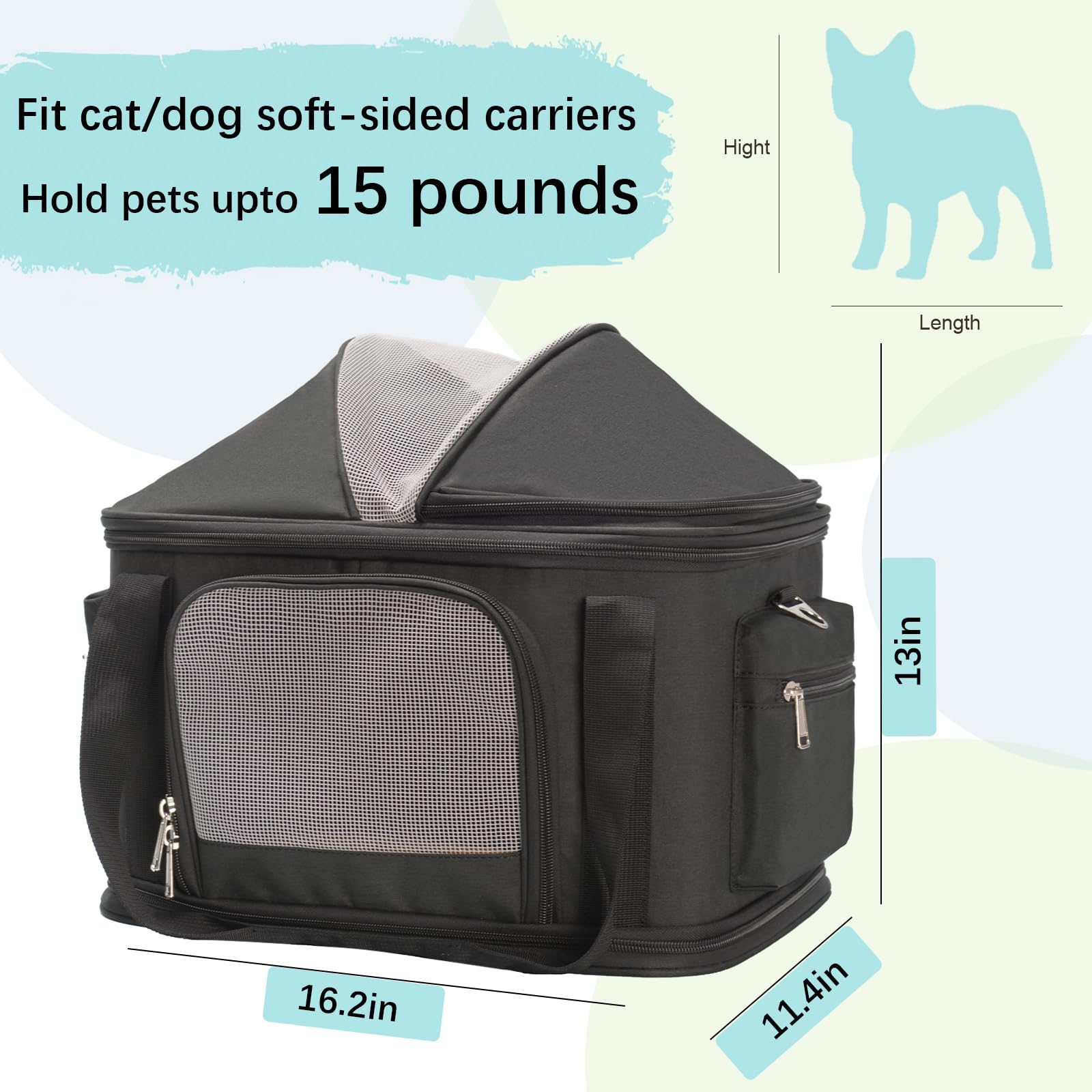 Minsong pet carrier interior layout showing spacious space for small pets