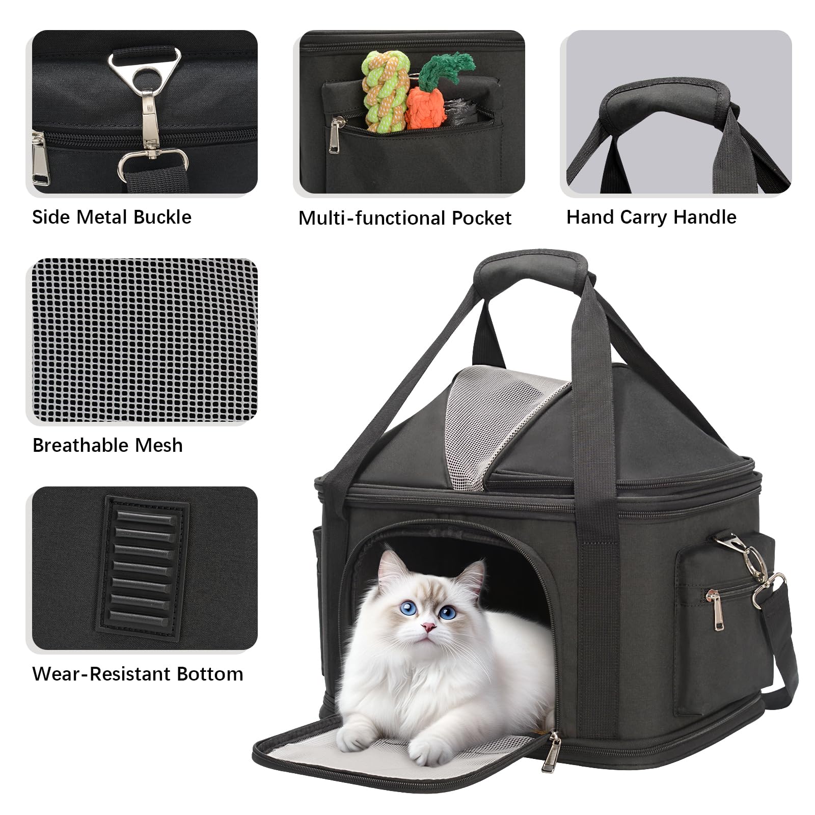 Minsong pet carrier safety leash inside helps prevent pet escapes during transit