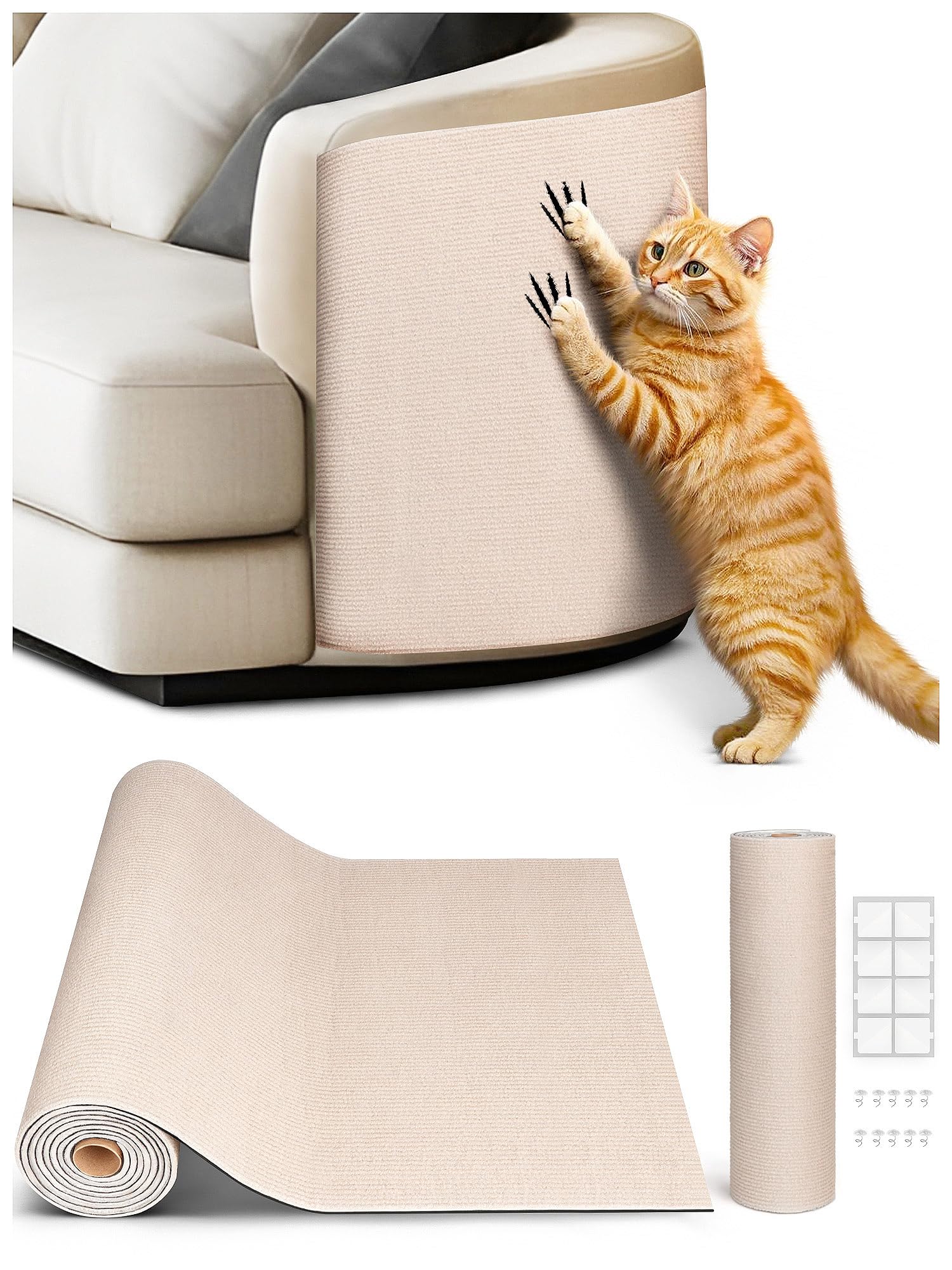 Minyii cat scratch mat coverage-area protects sofas and walls from claws.