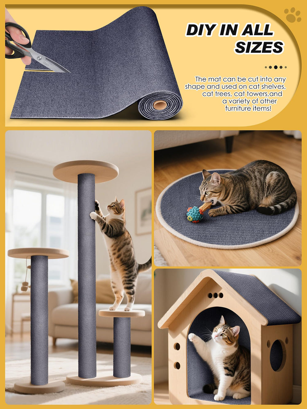 Minyii durable scratch-resistant mat shields furniture from claws.