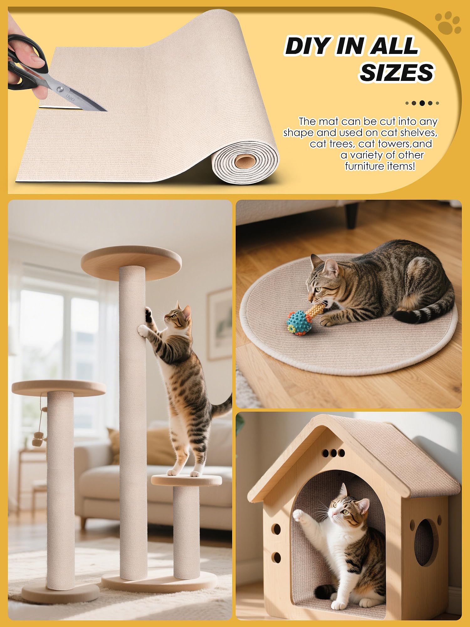 Minyii scratch mat durable-scratch-resistant material protects furniture while being paw-friendly.