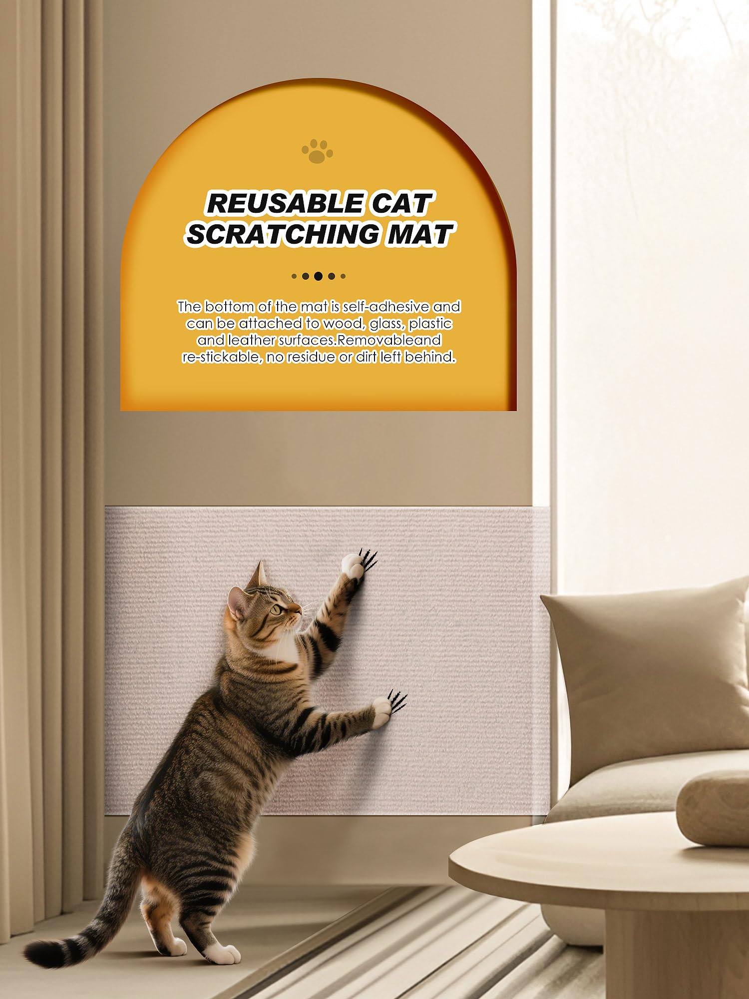 Minyii cat scratch mat suits cat trees, walls, and sofas for versatile use.