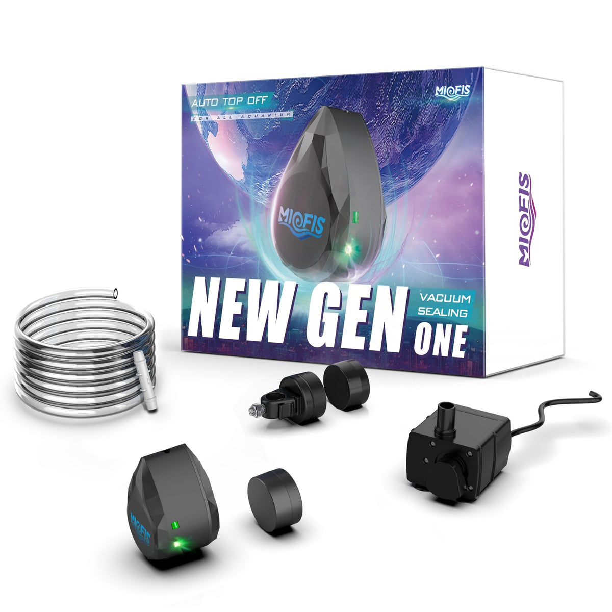 Miofis ATO NG ONE water drop indicator shows discreet, accurate evaporation monitoring.