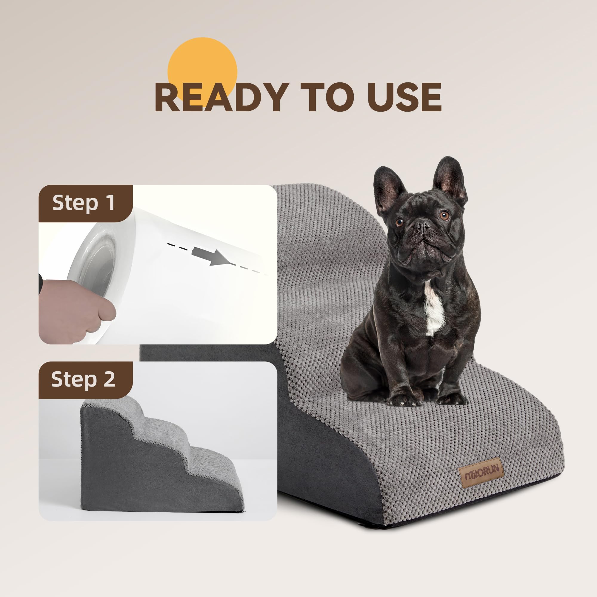 Miorun dog stairs dimensions-compact footprint for easy storage.