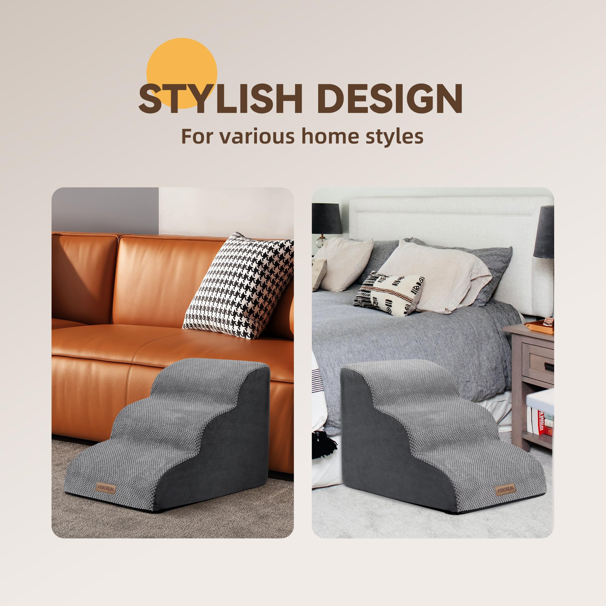 Miorun dog stairs multi-scene-use works beside beds, couches, or windowsills.