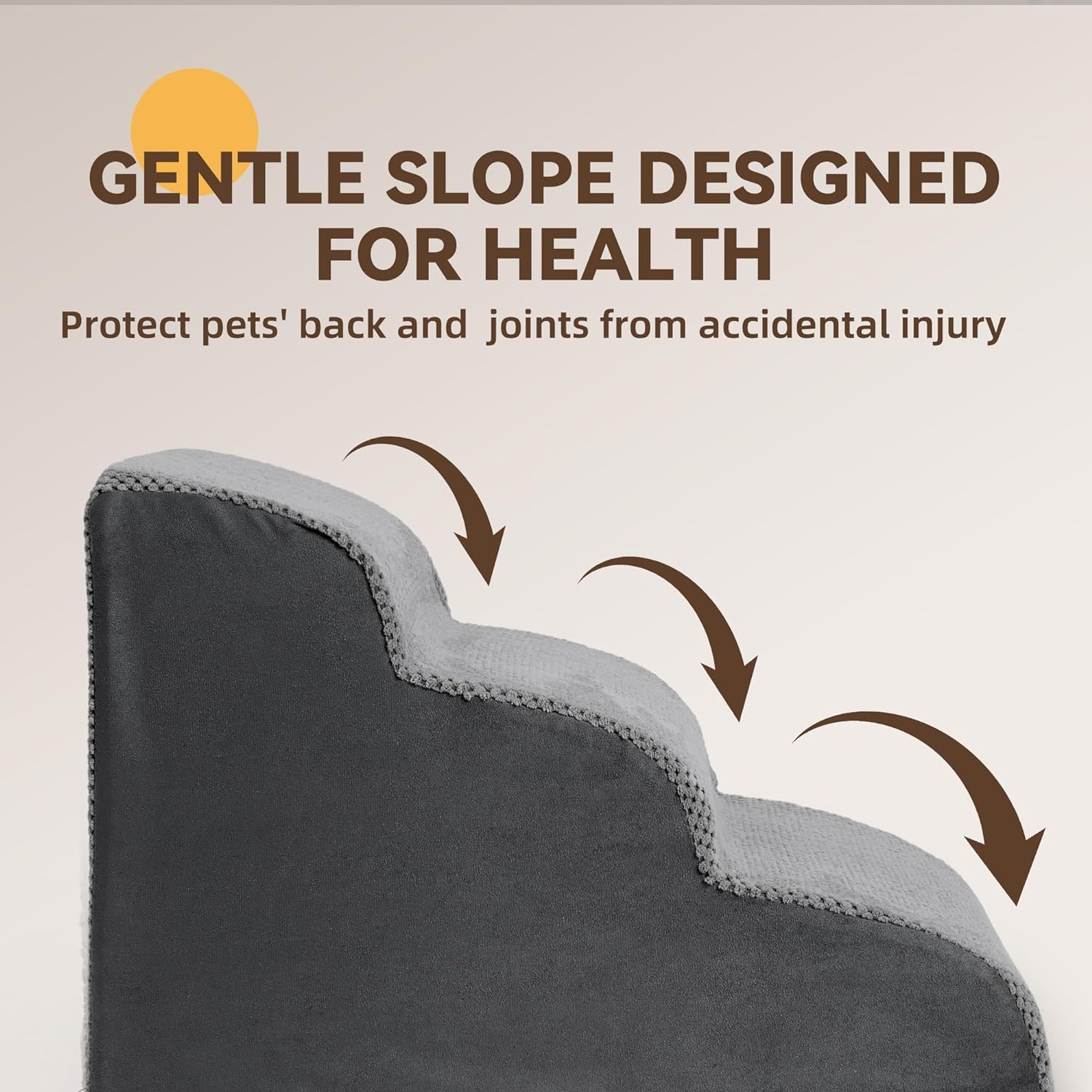 Miorun dog stairs non-slip-base keeps steps steady on slippery floors.