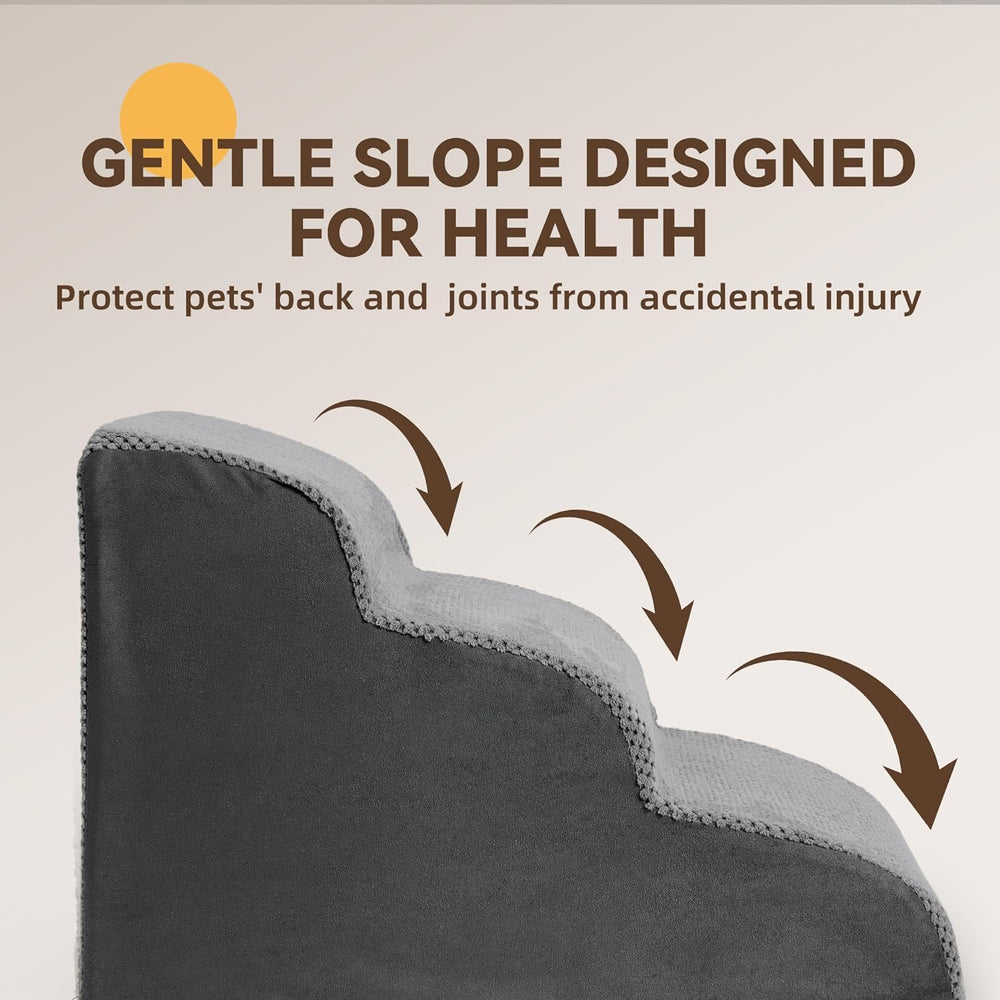 Miorun dog stairs non-slip-base keeps steps steady on slippery floors.