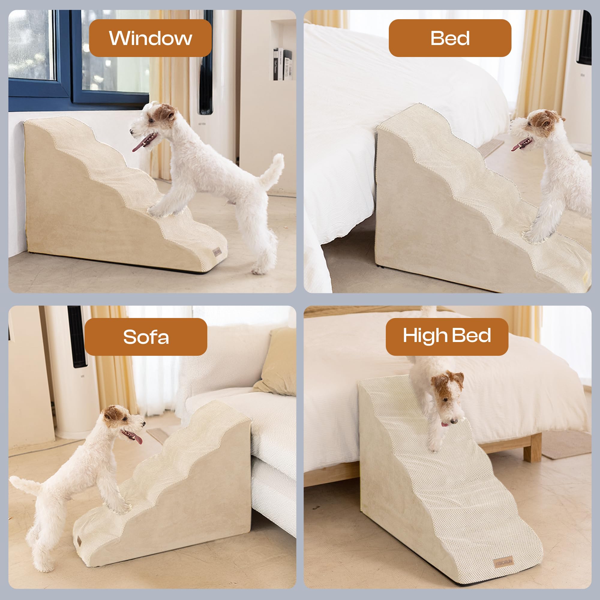Miorun dog stairs washable cover is easy to machine-wash after muddy days.