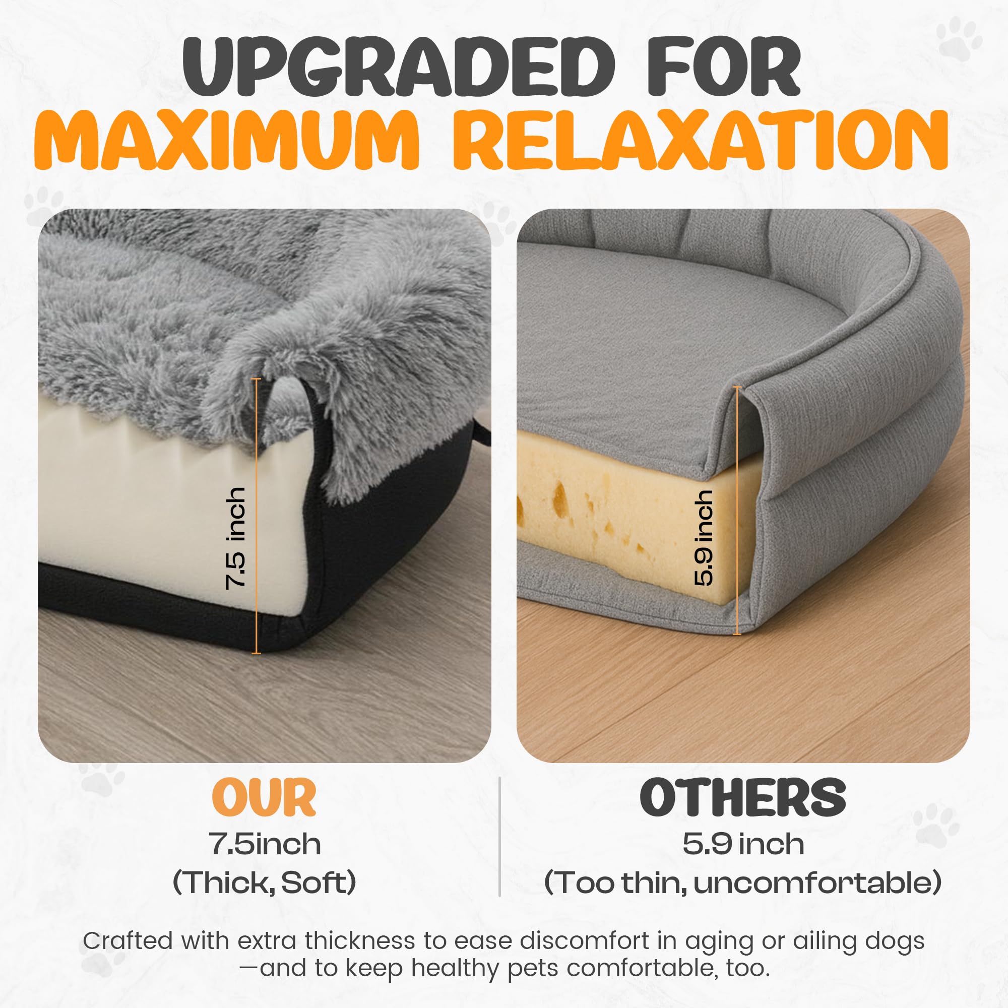 Miorun fluffy bed non-slip bottom keeps bed in place on hard floors.