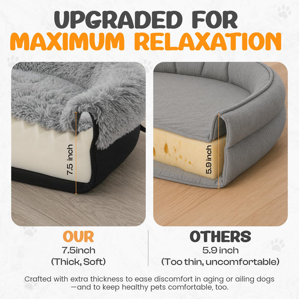 Miorun fluffy bed non-slip bottom keeps bed in place on hard floors.